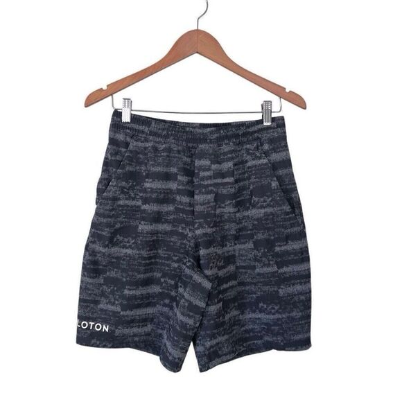 Lululemon Shorts Mens M Gray Geometric Print Peloton Lined Activewear - Picture 1 of 12